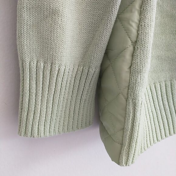 D&Co Heritage Sweater Jacket Womens XL Green Full Zip Quilted Knit Pocket Cotton - Picture 5 of 8